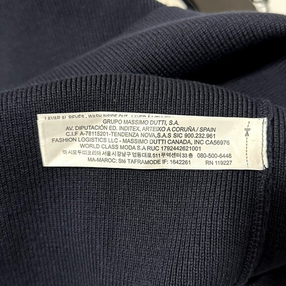 NWT Massimo Dutti Navy V Neck Sweater With Bell Sleeves Gold Buttons Size Small - Picture 8 of 8